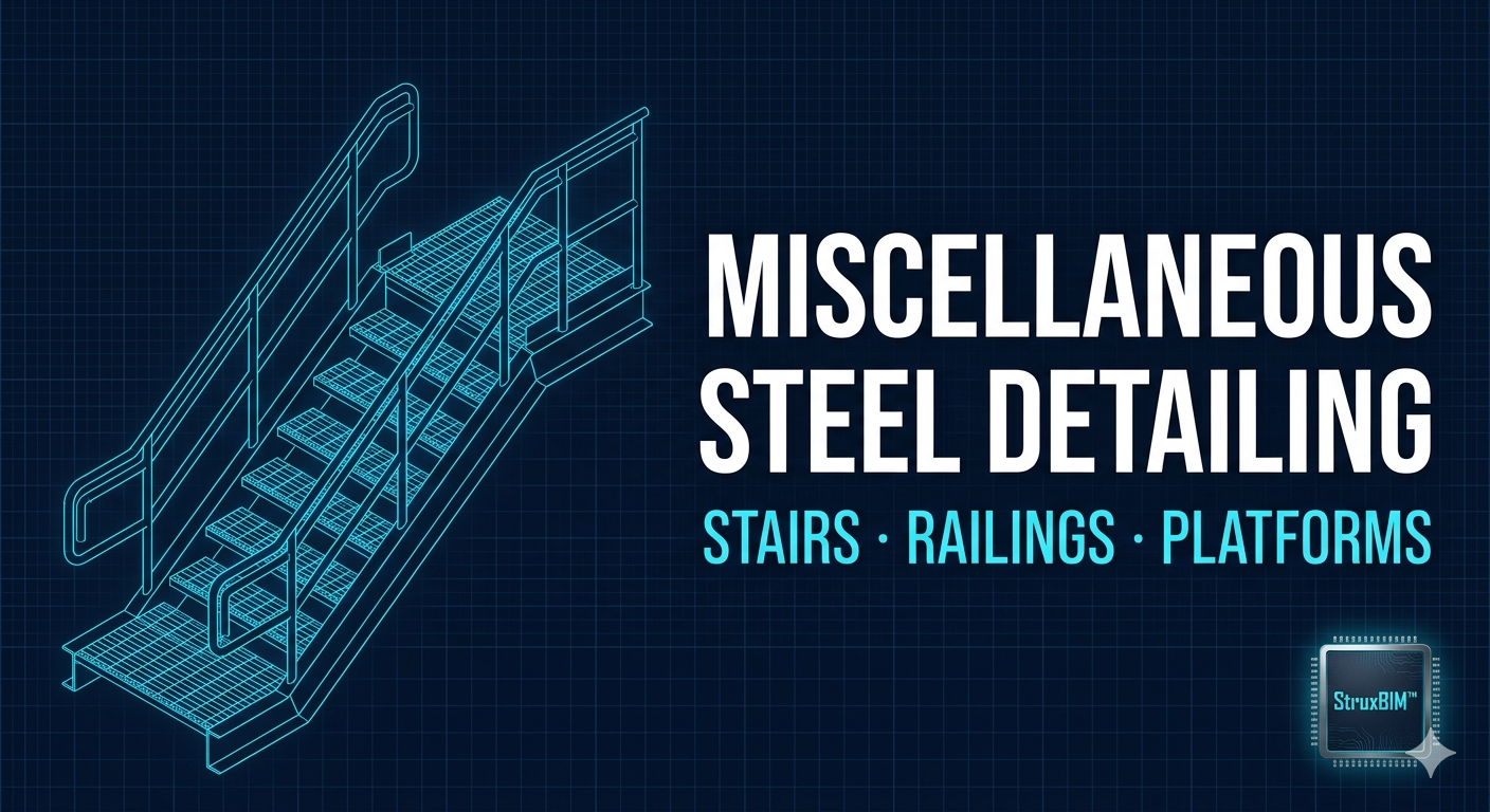 Miscellaneous steel stairs, railings, and platform details